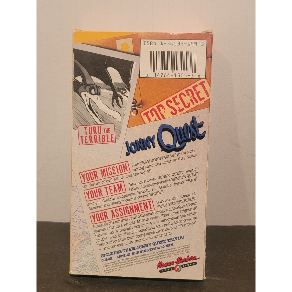 Vintage 1991 Jonny Quest VHS Tape-Turu the Terrible Tested‎ Works - Picture 2 of 4